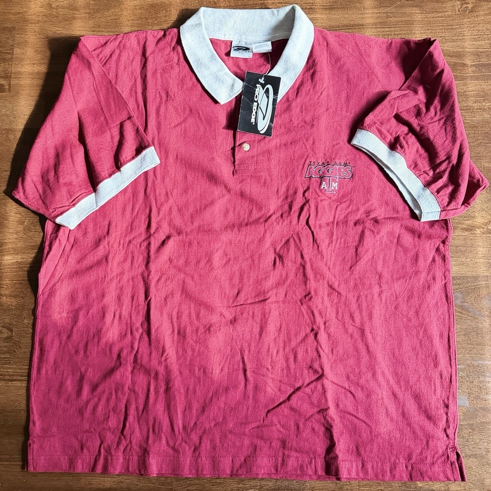 NWT Vintage Pro Edge Texas A&M Aggies Polo Men's Size 2XL Maroon